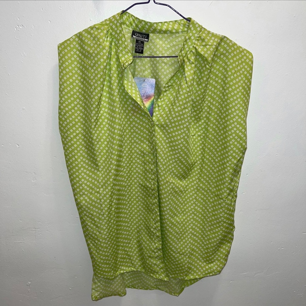 Unity Casual plus size button down green shirt
